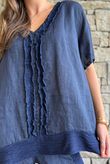 Benji Linen Wave Y Tee Navy